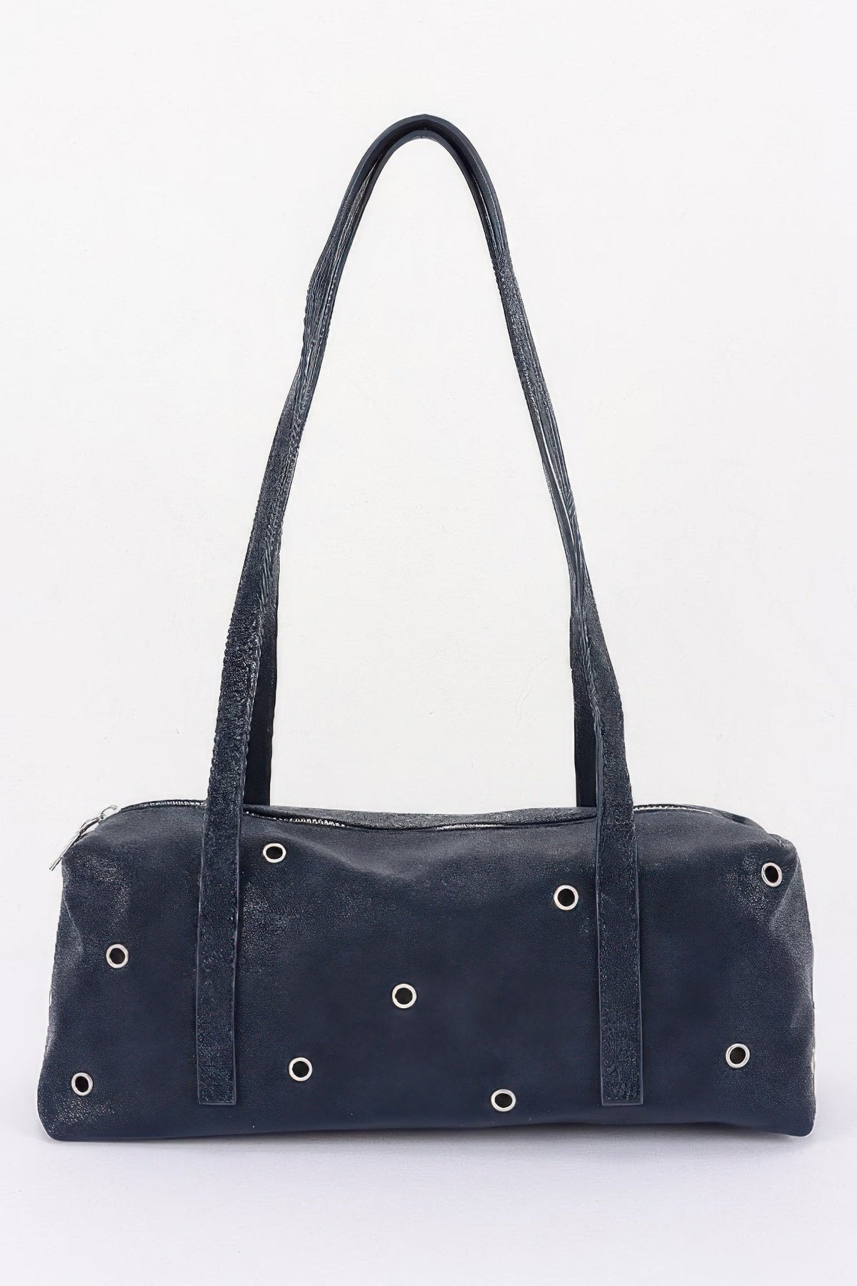 Vegan Leather Eyelet Studded Rectangular Bag