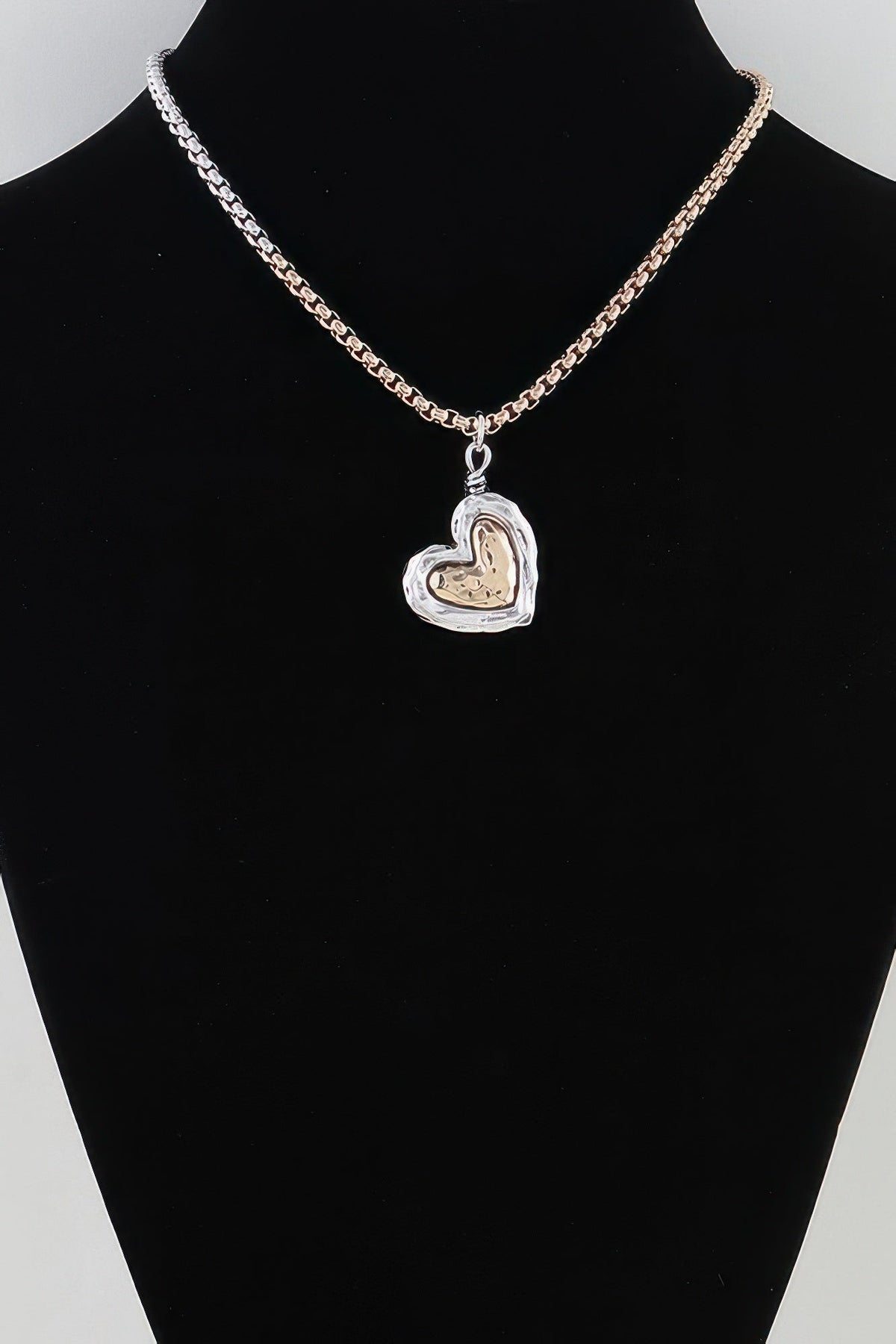 Hammered Heart Box Chain Necklace