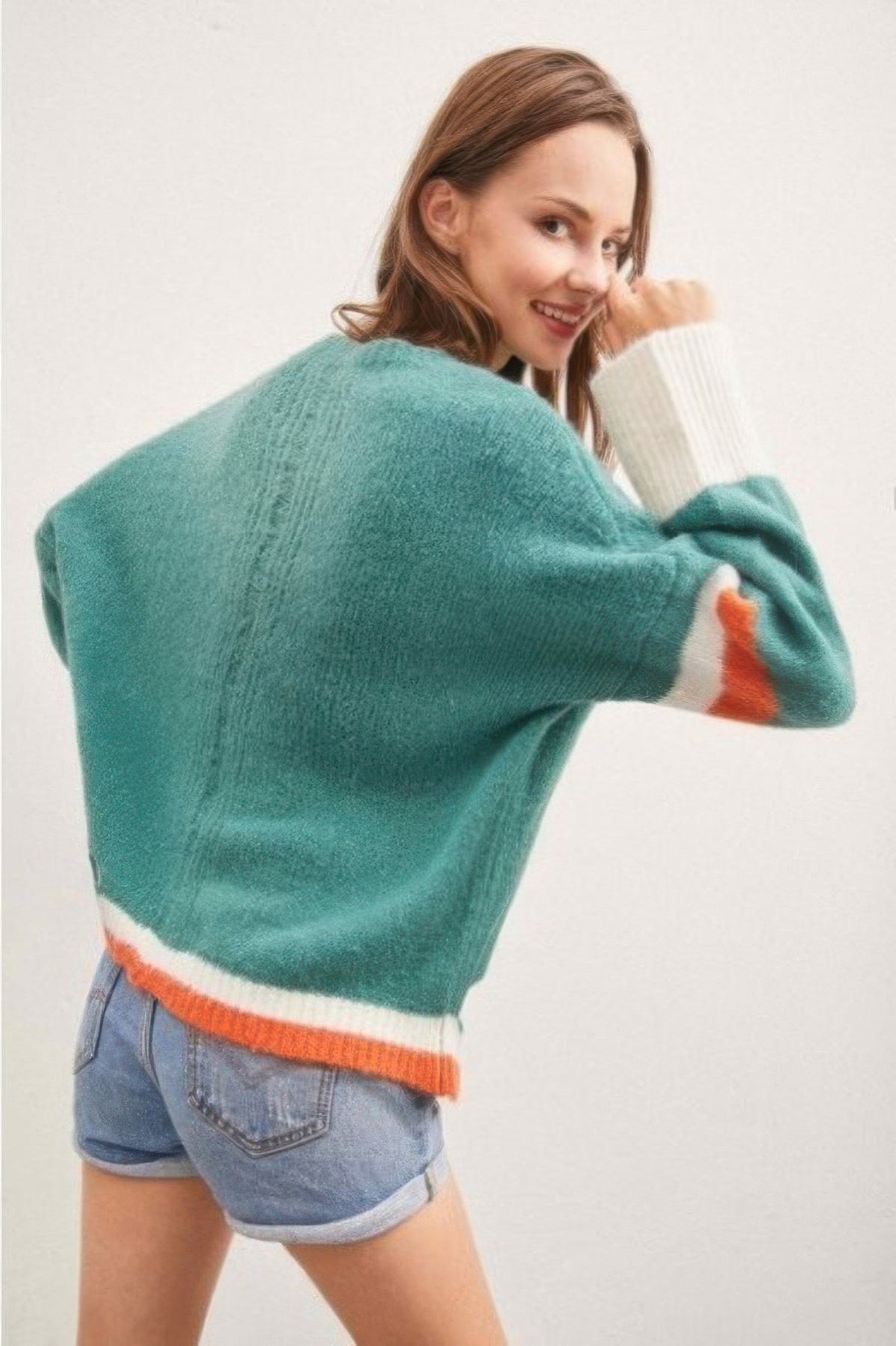 Color Block Sweater With Cut Out