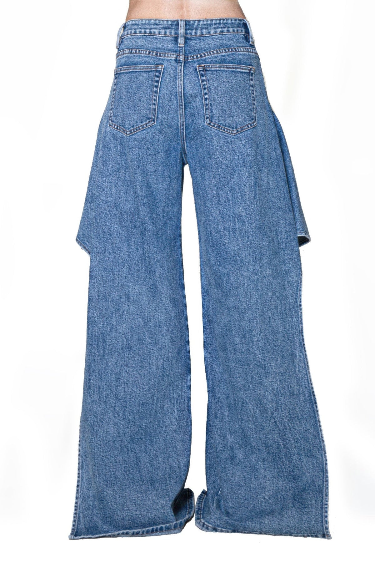 Waterfall Draped Flare Denim Pant