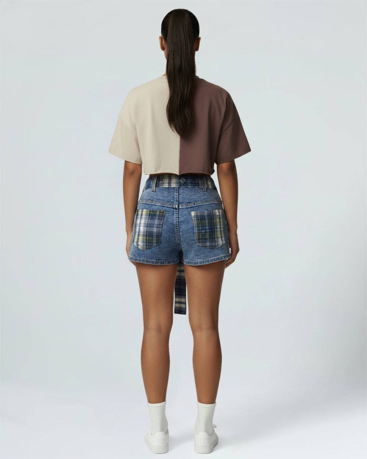 Split Graphic Crop Tee