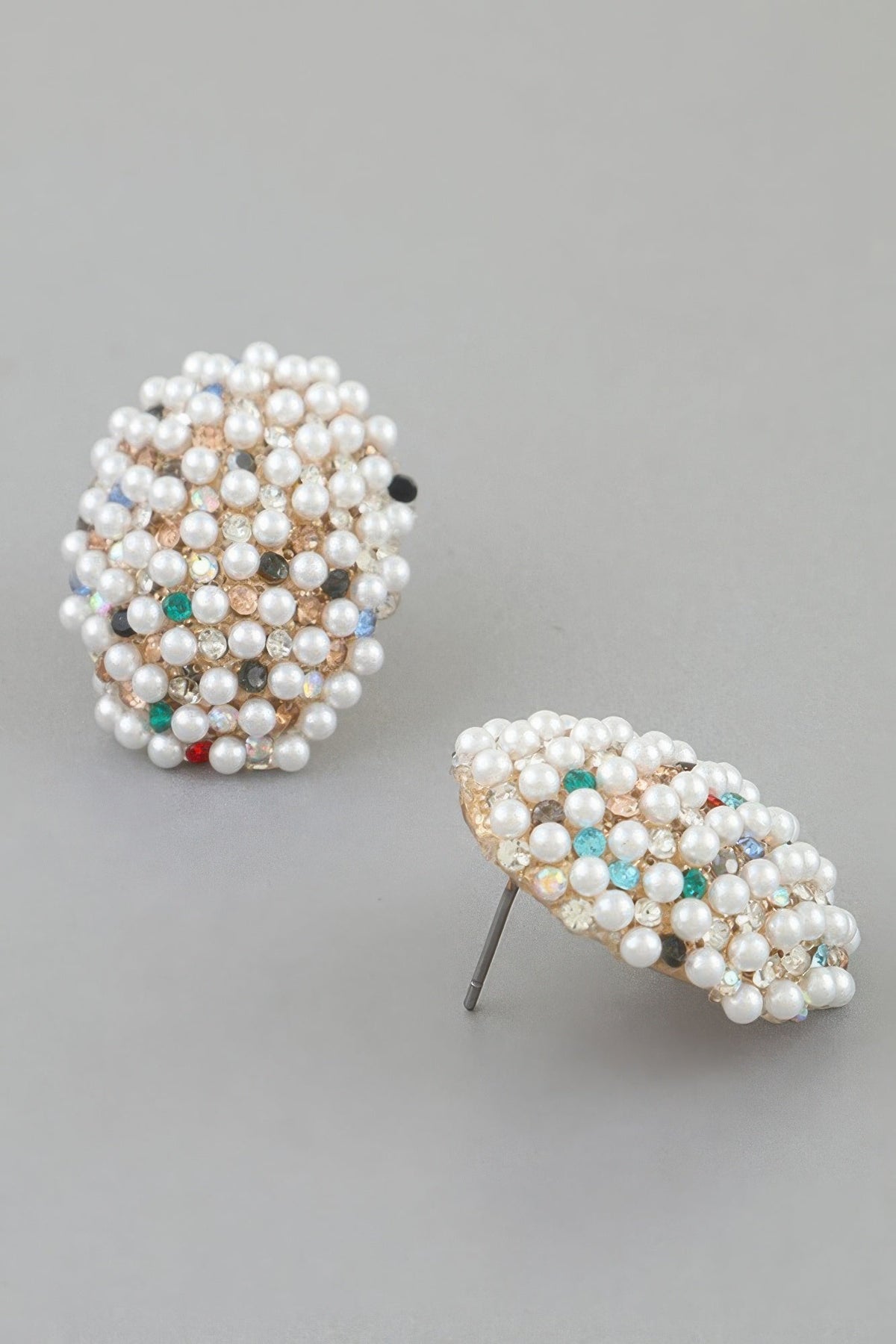Multi Bejeweled Dome Stud Earrings