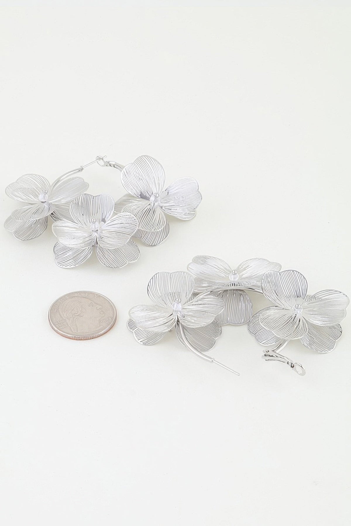 Triple Delicate Flower Hoop Earrings
