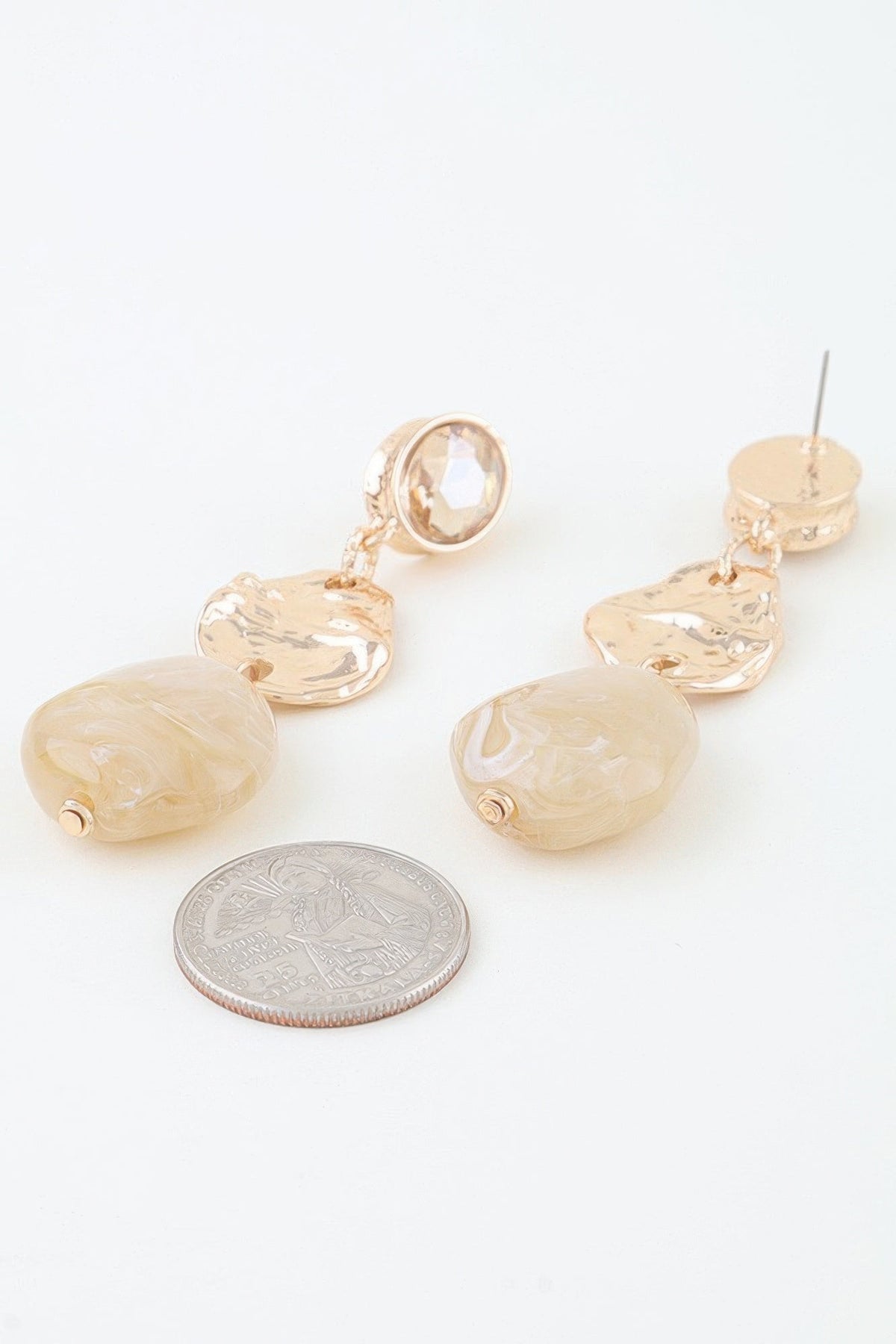 Hammered Crystal Stone Drop Earrings