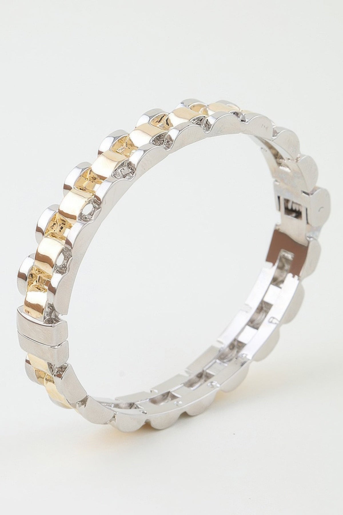 Two Toned Box Chain Cuff Bracelet