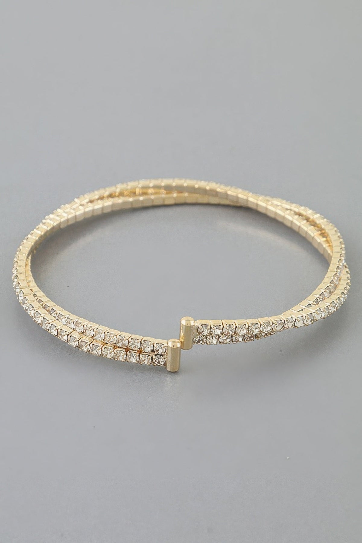 Interlocked Cubic Rhinestone Cuff Bracelet