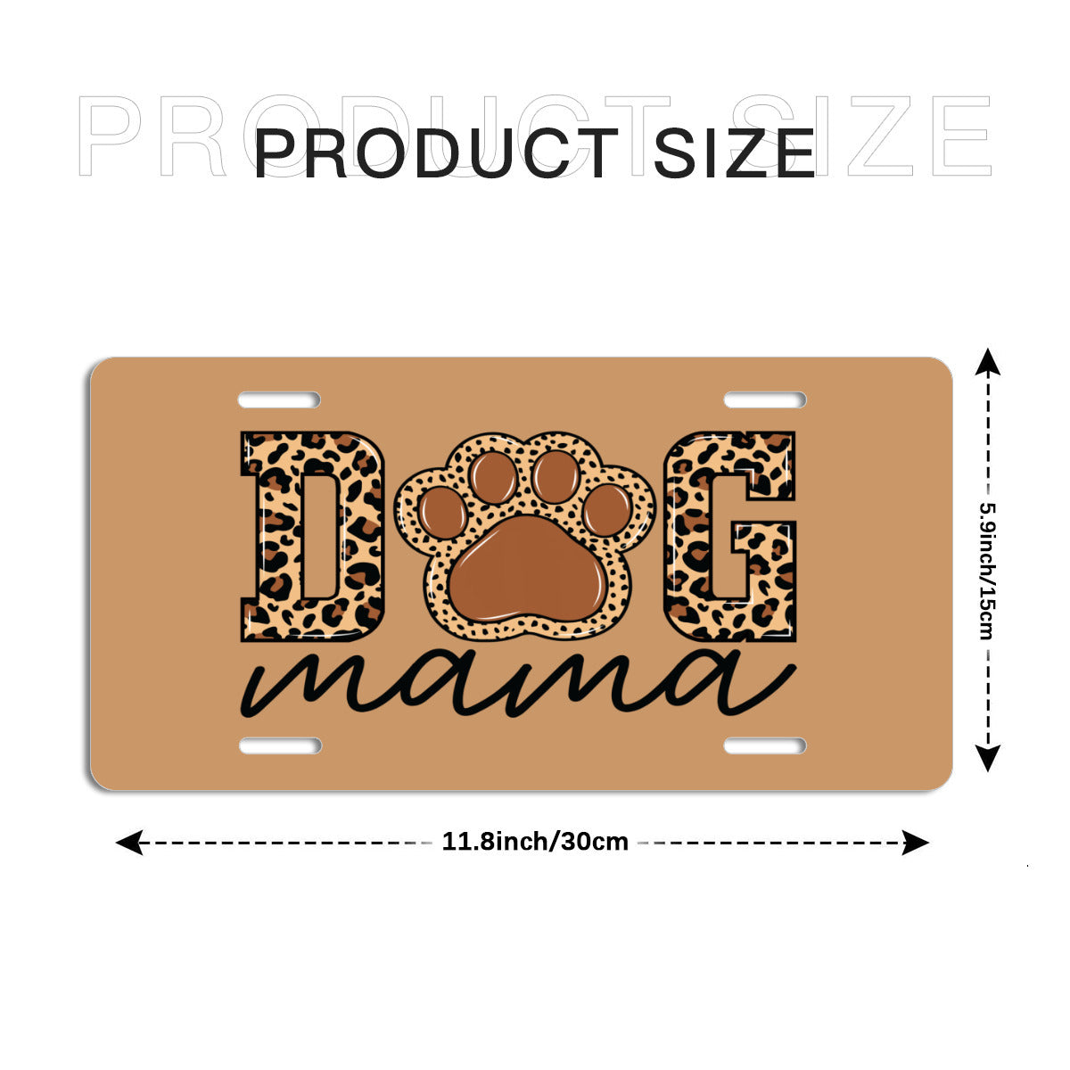 Dog Mama Tan Aluminum Vanity License Plate Auto Accessory