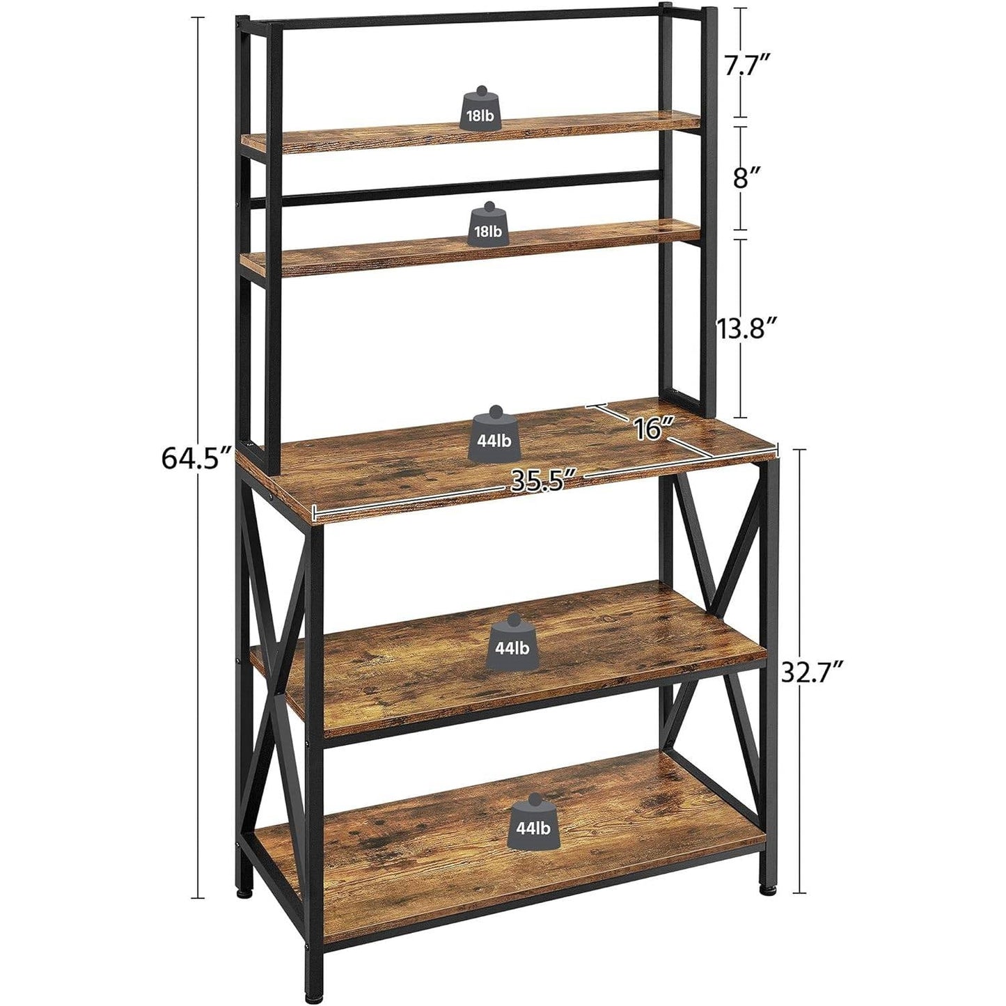 Estantería de cocina de metal y madera industrial moderna