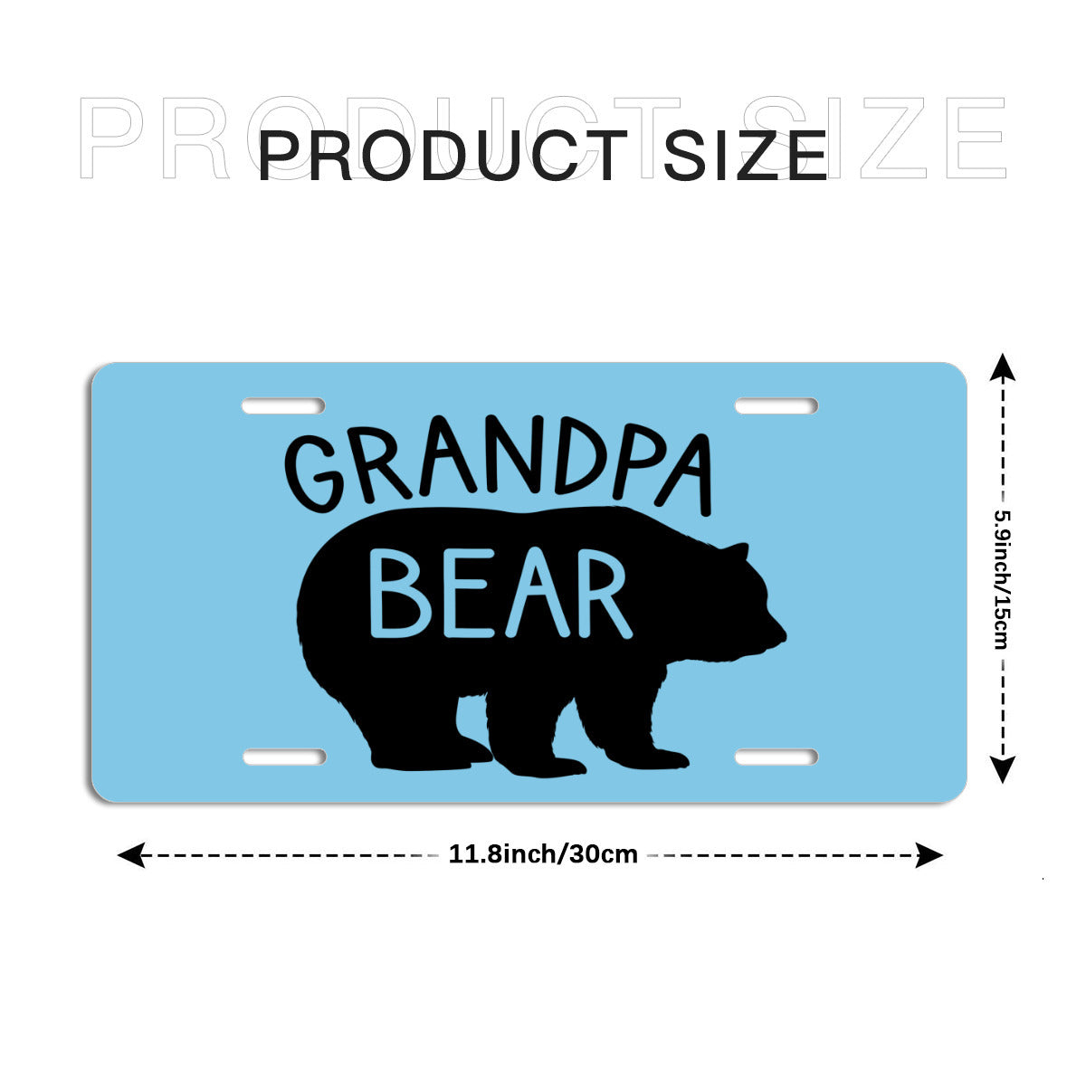 Grandpa Bear Light Blue Aluminum Vanity License Plate Auto Accessory