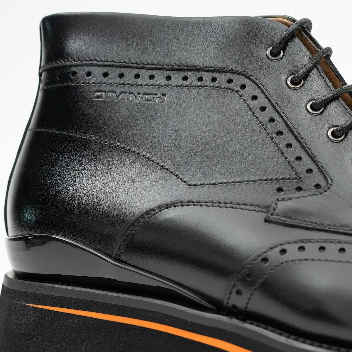 Black Wingtip Cow Leather Ankle Boots