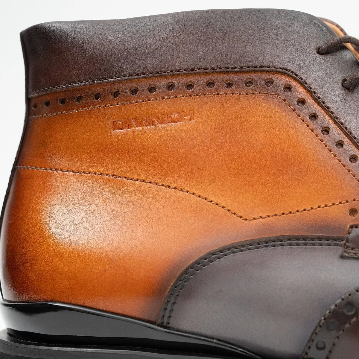 Brown Wingtip Cow Leather Ankle Boots