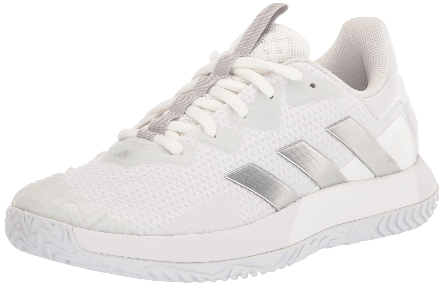 adidas Womens SoleMatch Control Sneaker White/Silver Metallic/Grey One 6.5