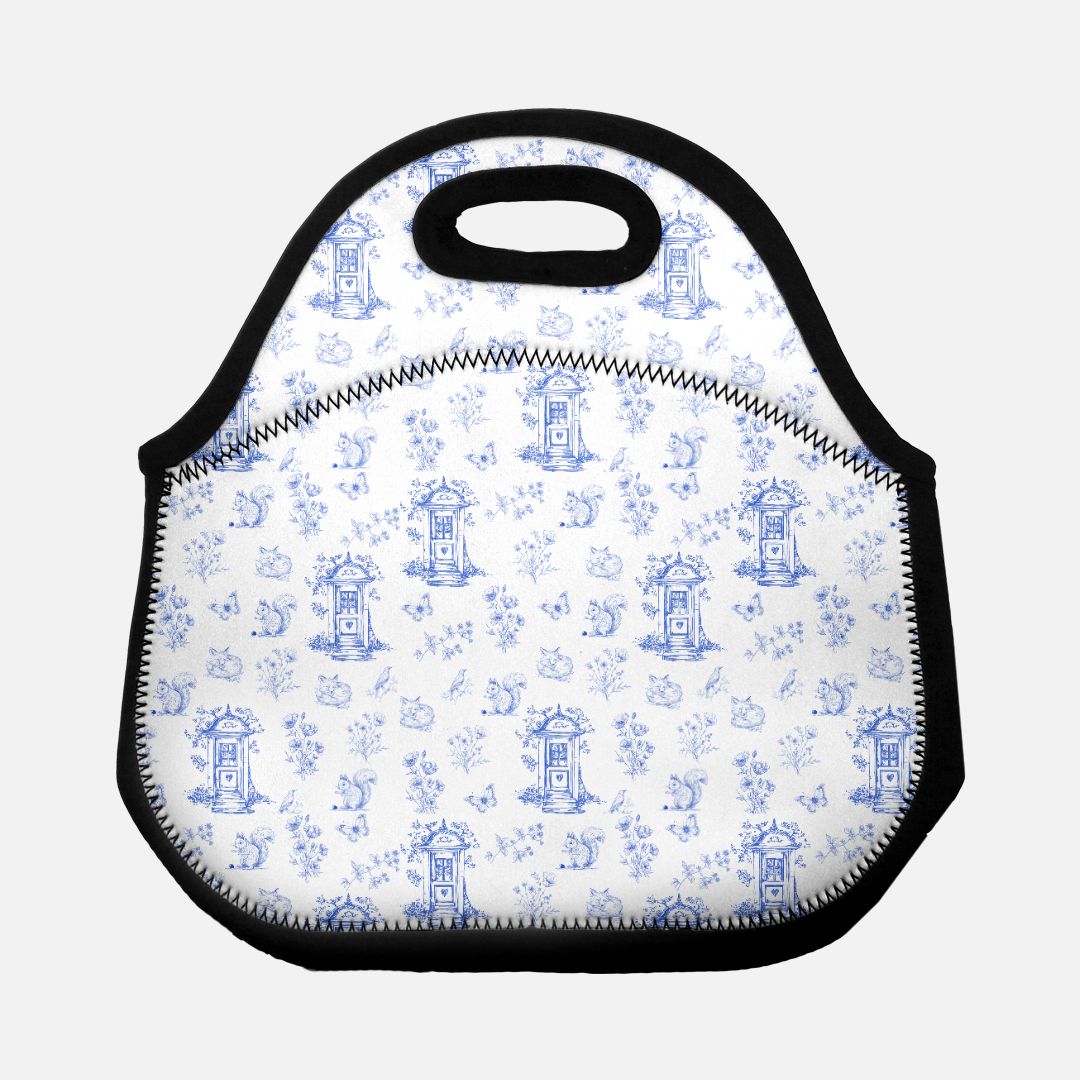 Vintage Blue Toile Door to Nature Lunch Tote