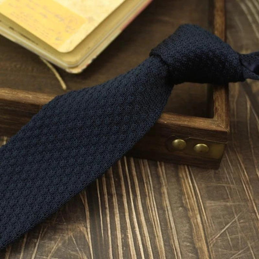 Narrow Woolen Knitted Tie For Men