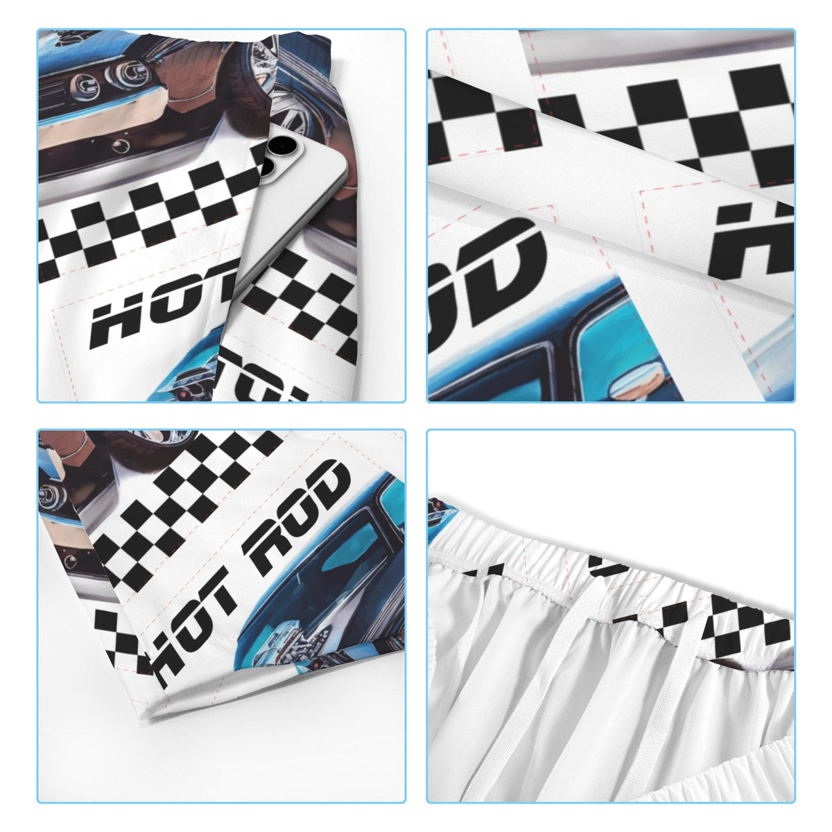Hot Rod Muscle Car Men's All Over Print Elastic Beach Shorts