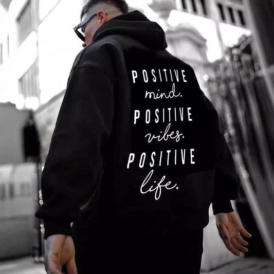 Men's Letter Print Hooded Sweater