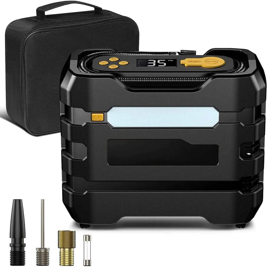 A6 Car Tire Inflator 12V DC Air Compressor Portable Multifunctional Tire Pump 3 LED Lights