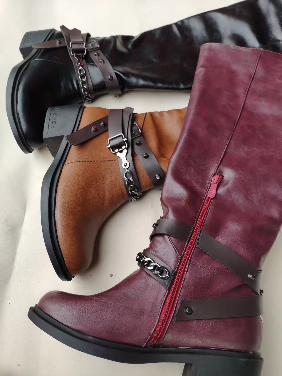 Women's Belt Buckle Over-the-Knee Boots