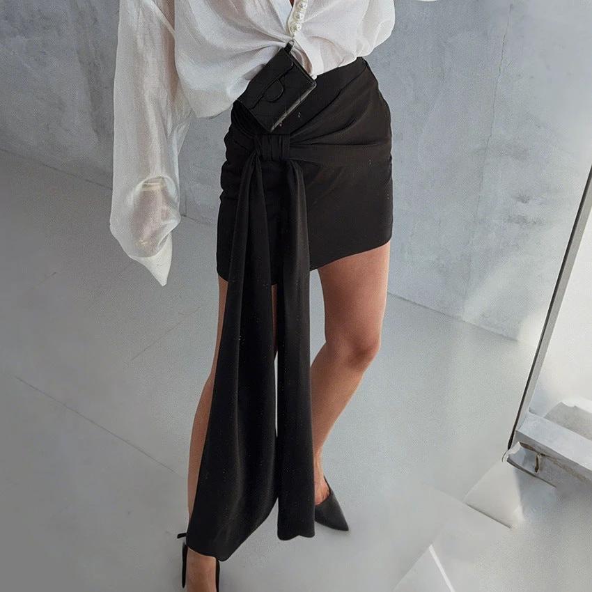 Women's Solid Color Loose Fashion Short Satin Skirt