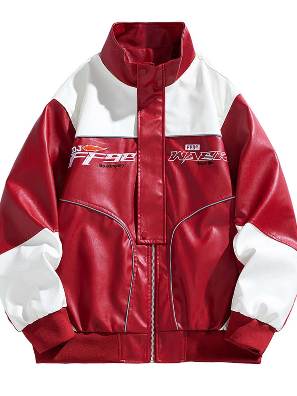 Men's Plus Size Racing Style Leather Jacket