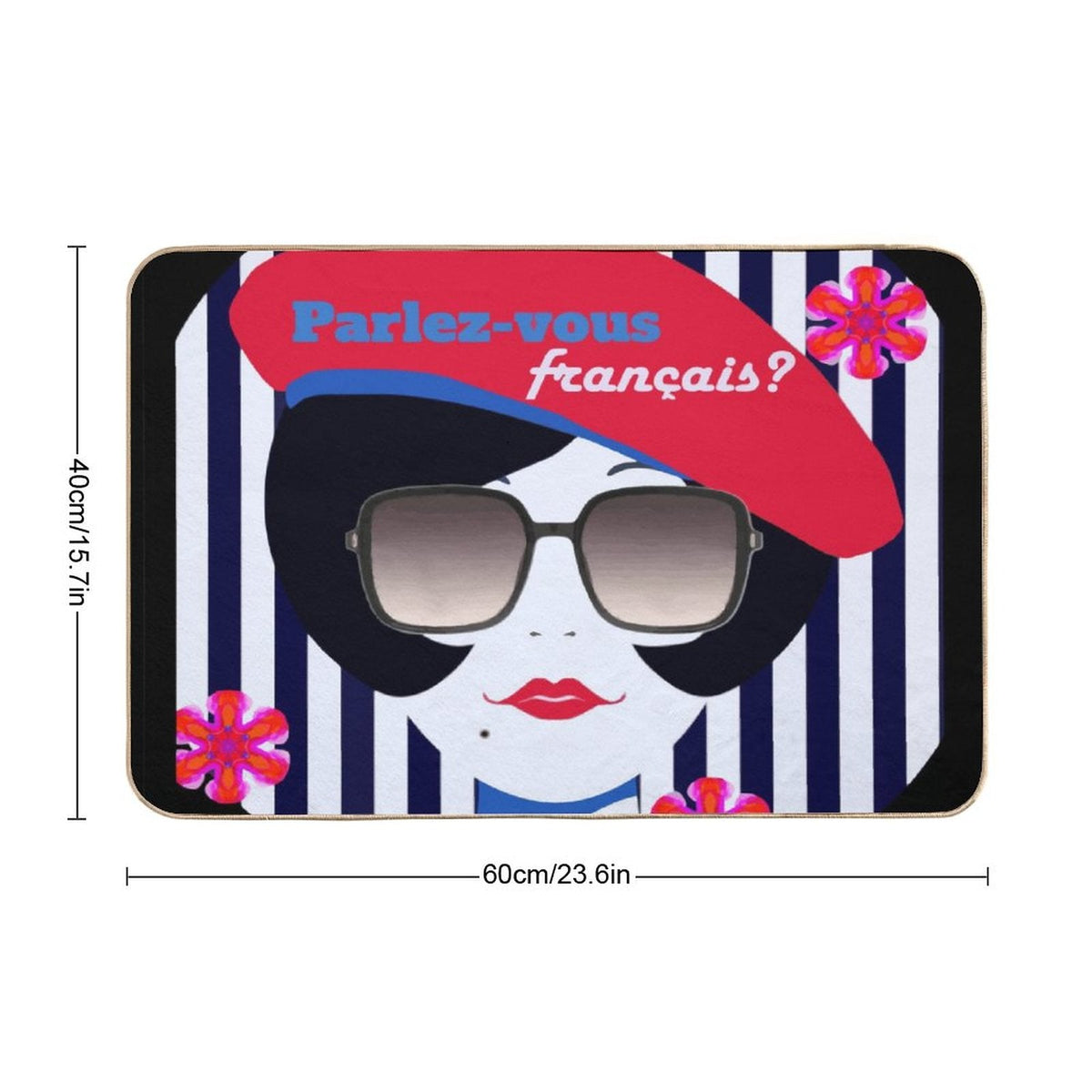 Parlez-vous Francais? French Girl Flannel Non-slip Bath Mat - 16" x 24"
