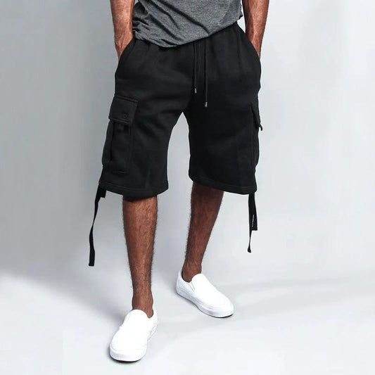 Men's Casual Five-point Overalls Multi-pocket Loose Straight Shorts