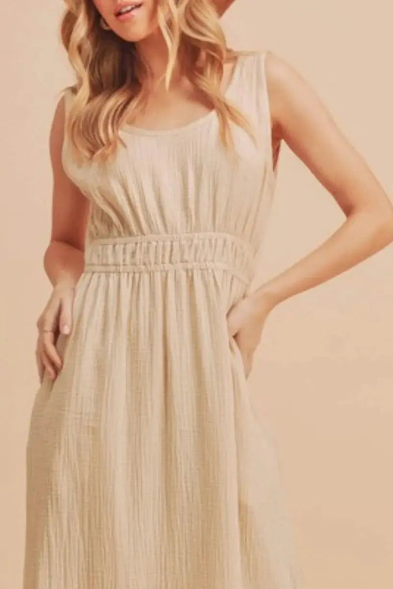 Women's Sleeveless Tank Dress Sleeveless Tank Dress - Side Slit, Round Neck - Casual