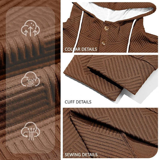 Men's Solid Color Loose Jacquard Hooded Sweater