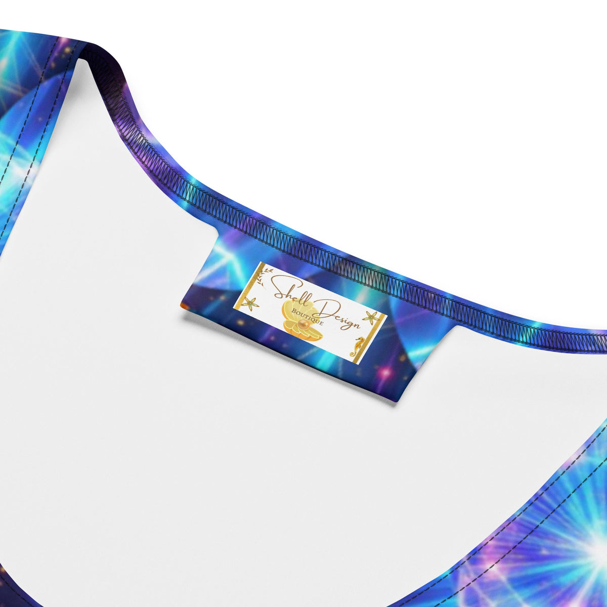 Women's Neon Bright Blue Star Pattern Fitted Short Dress