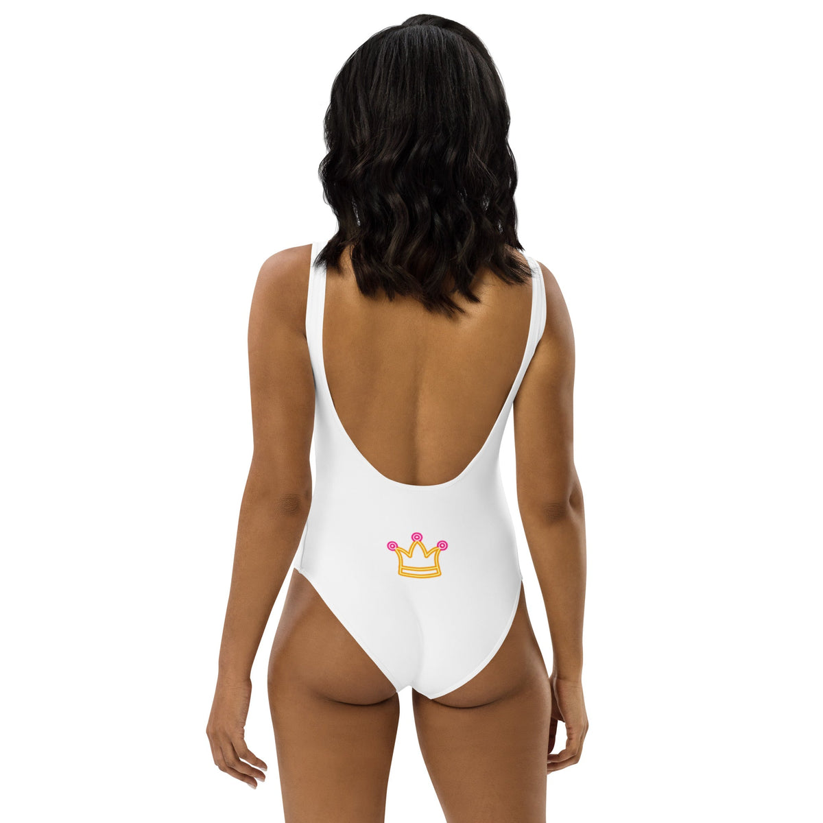 Crowned Slay Queen White One-Piece Swimsuit