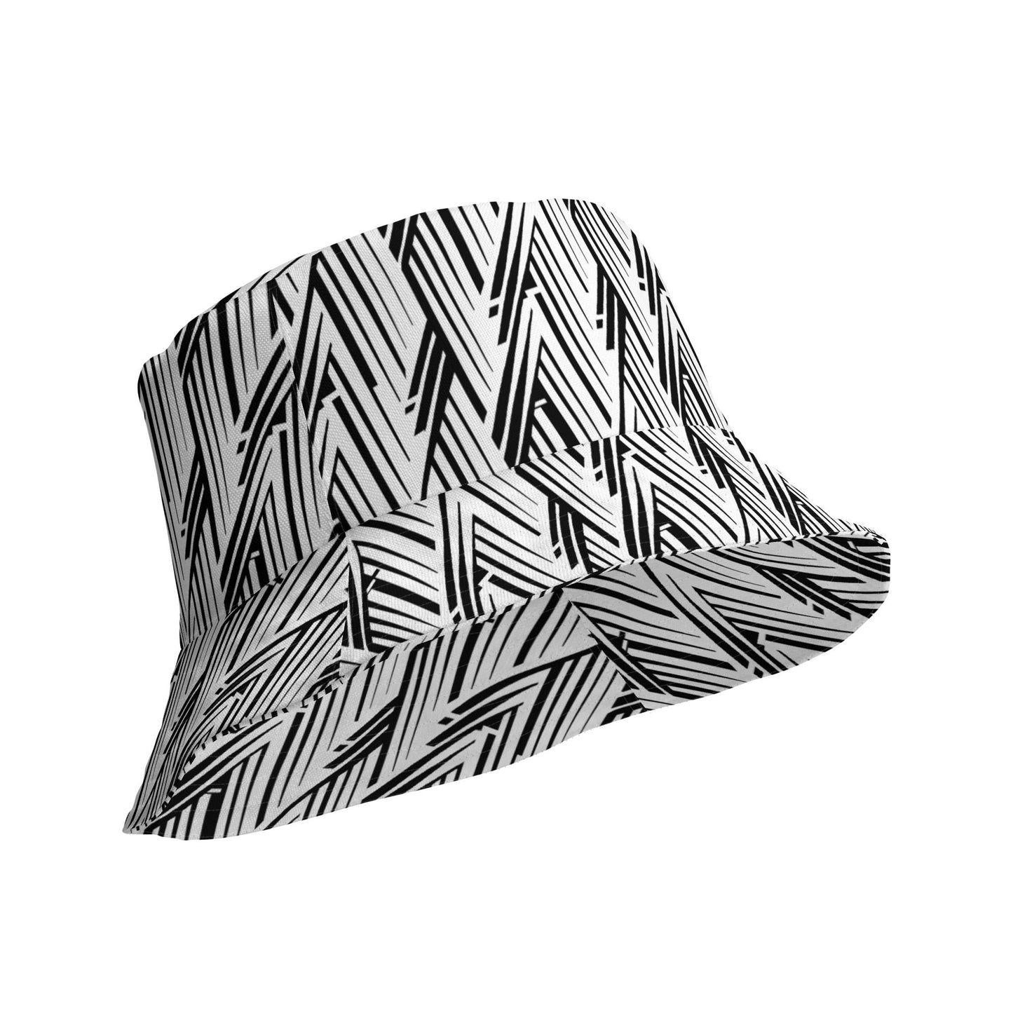 Glitch Stripe Bucket Hat | Reversible Black White Neo-Futurist