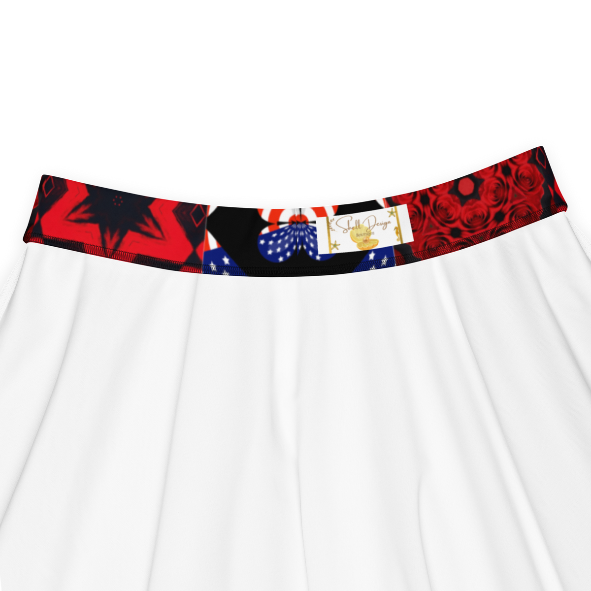 Women's USA Red White and Blue Block Pattern Skater Skirt