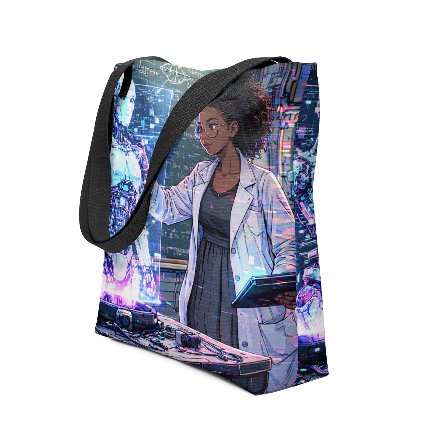Glitched Genius Tote Bag | Afrofuturism Robotics STEM Art