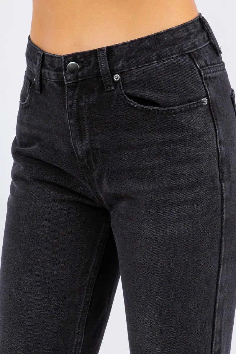 Jeans & Denim Trendsi American Bazi High Waist Black Cropped Jeans Small