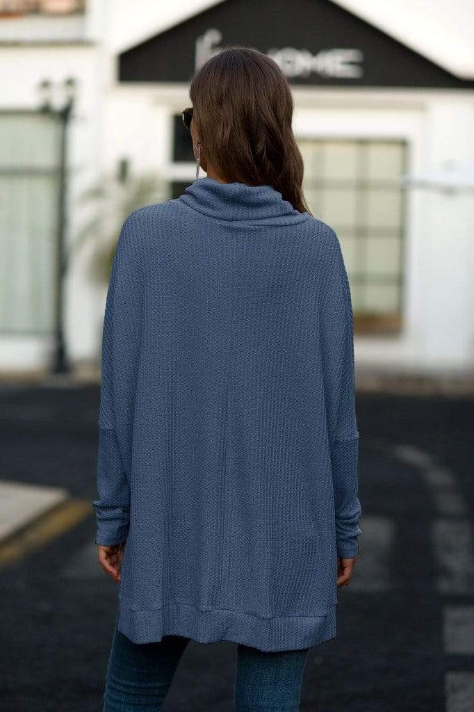Suéter de punto gofre con cuello chal