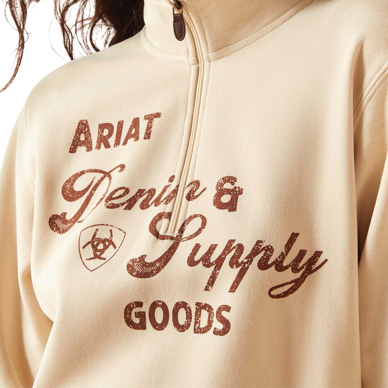 Sudadera con media cremallera "Denim & Supply" de Ariat para mujer – Forro polar de peso medio, estilo casual