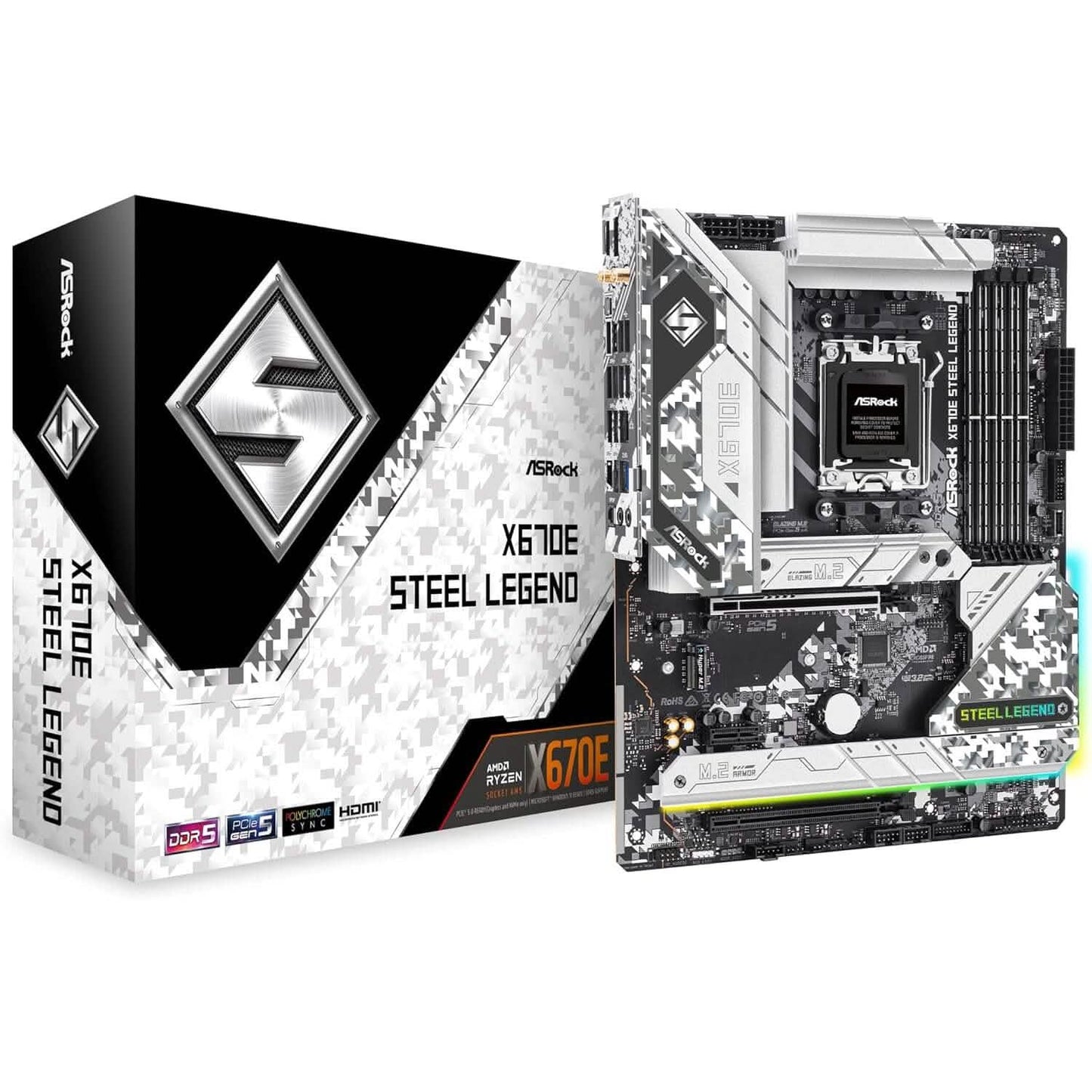 ASRock X670E Steel Legend Support AMD AM5 Ryzen Motherboard (Refurbished)