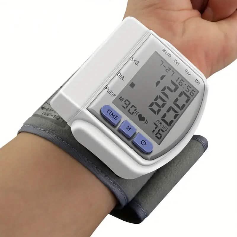 Automatic Digital Wrist Blood Pressure Monitor with Large LCD Display and Adjustable Cuff