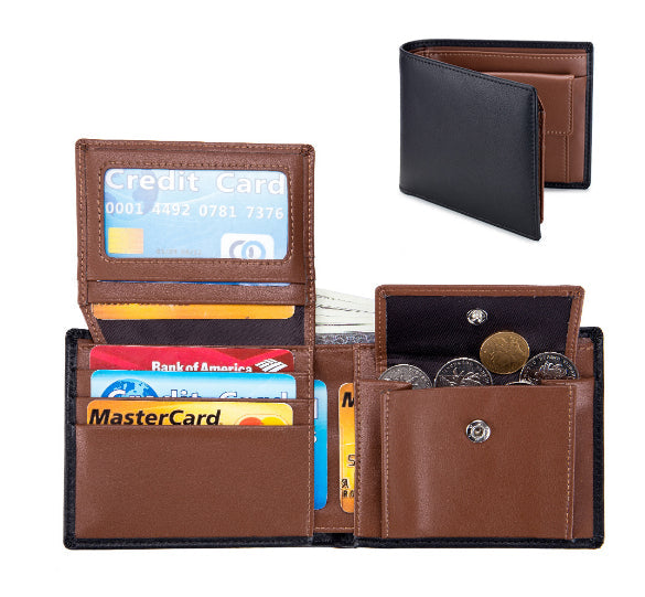 Men's Short Genuine Leather Trifold Wallet