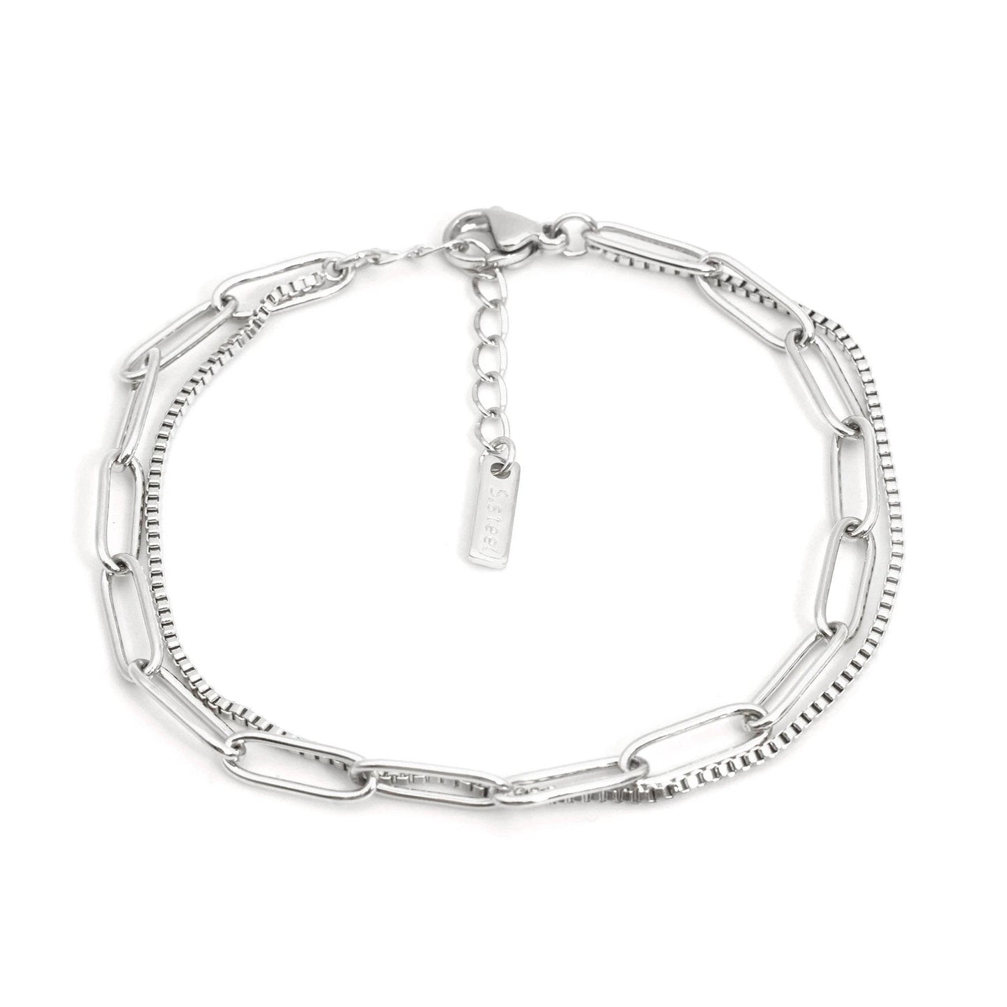 Double Layer Twin Titanium Steel Bracelet Ins Cold Style European And American Women