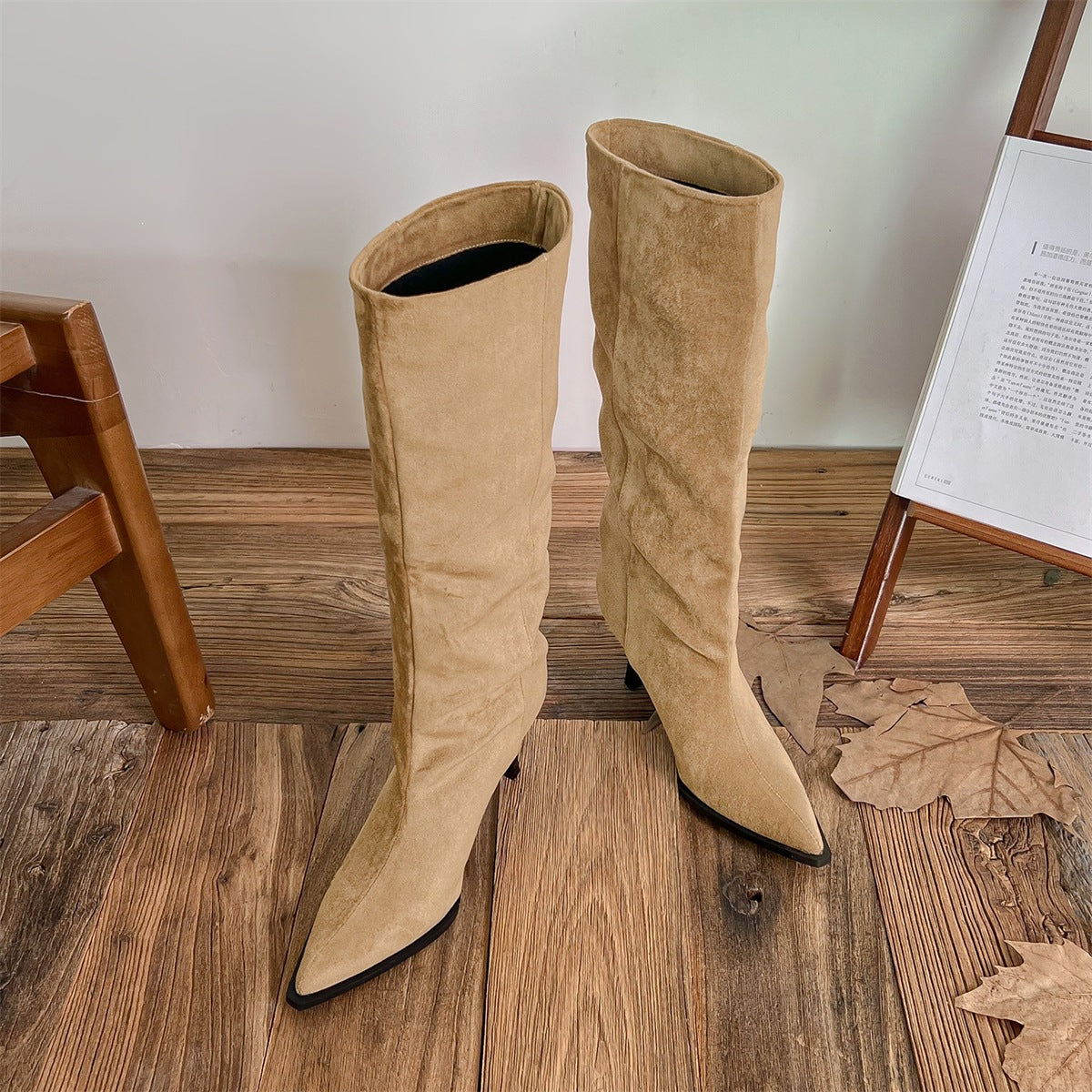 Pointed-toe Stiletto High Boots Womens Tall Boots Suede High-heeled Thigh-high Boots