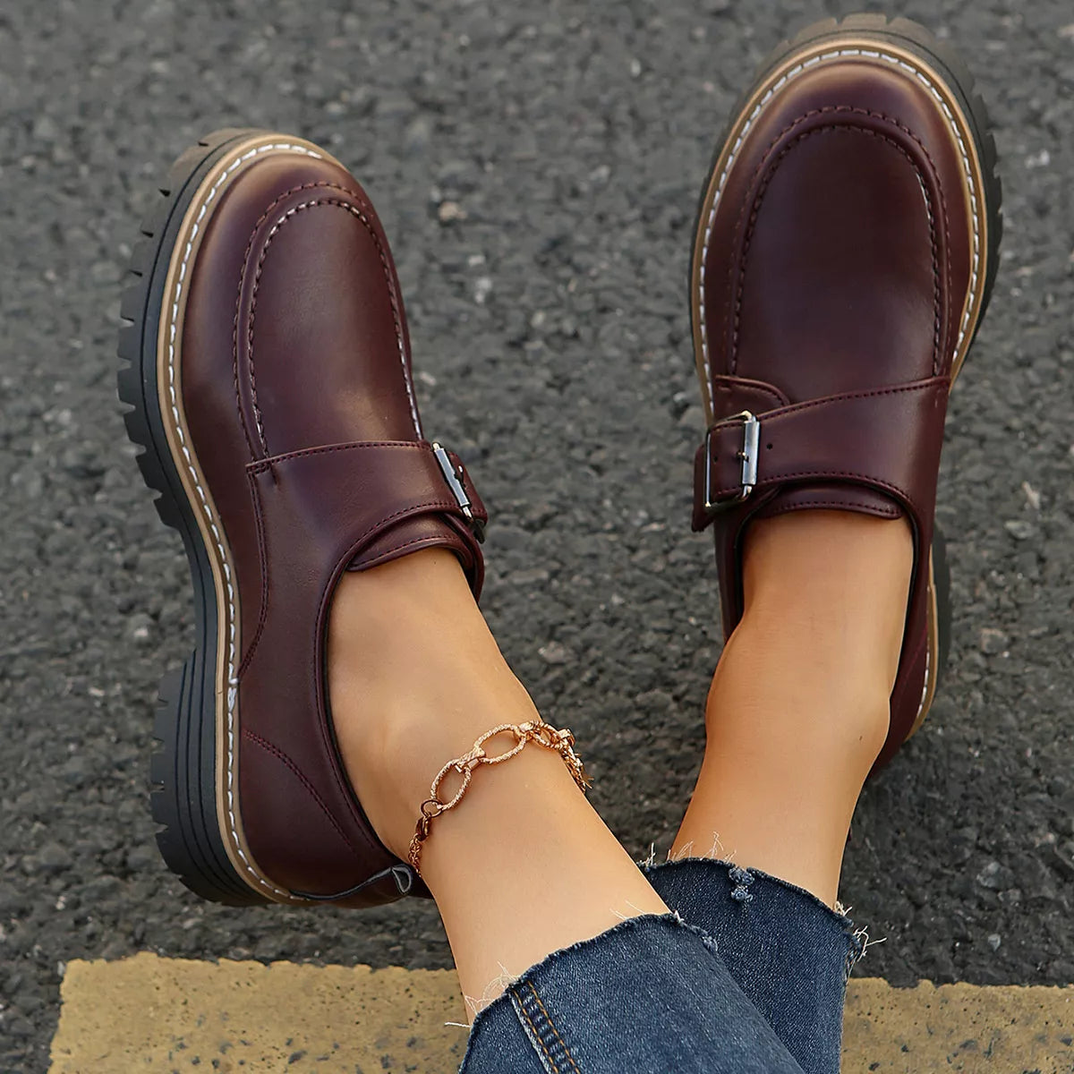 Buckle Accent Chunky Platform Loafers
