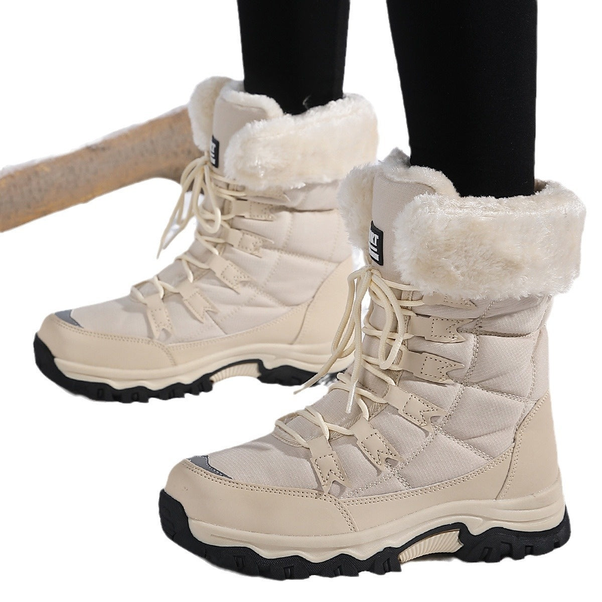 Women's Warm Mid-Calf Fleece-Lined Thick Cotton Boots