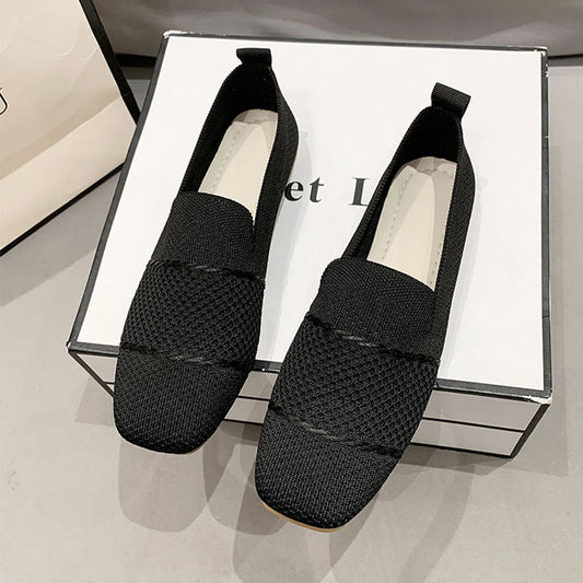 Zapatos planos informales de punto transpirable para mujer