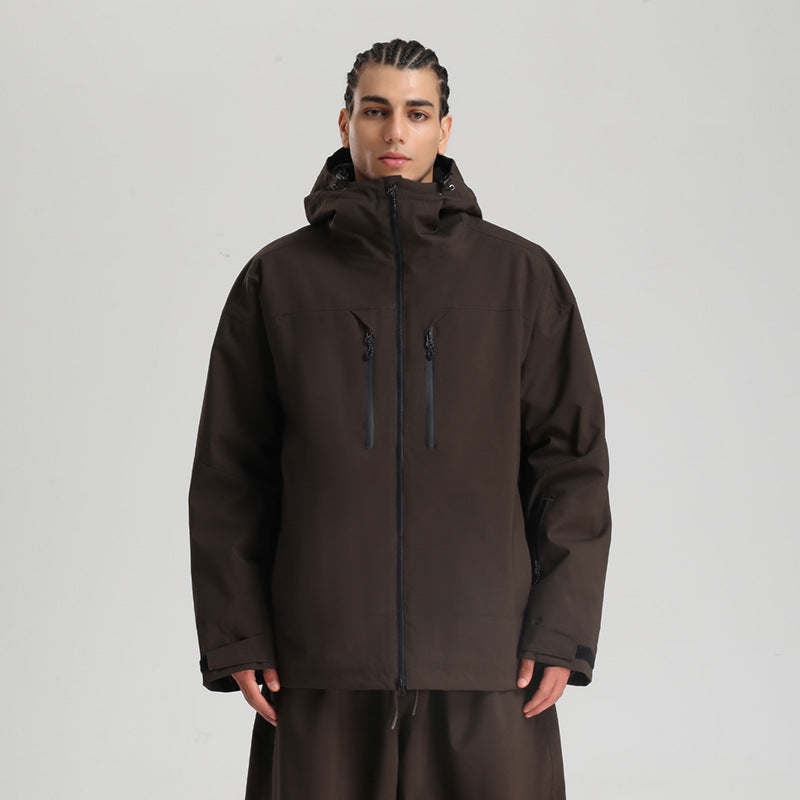 Men's Waterproof Breathable And Loose Zip Ski Suit Jacket