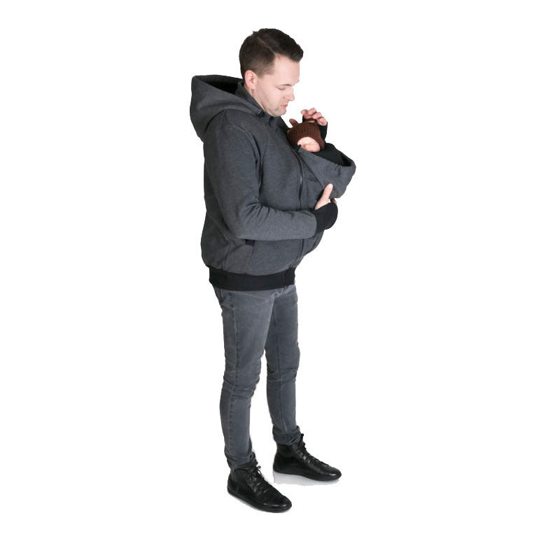 Aliexpress European And American Style Two-In-One Multifunctional Kangaroo Dad Sweatshirt Autumn And Winter Parent-Child Men's Style Parenting Bag