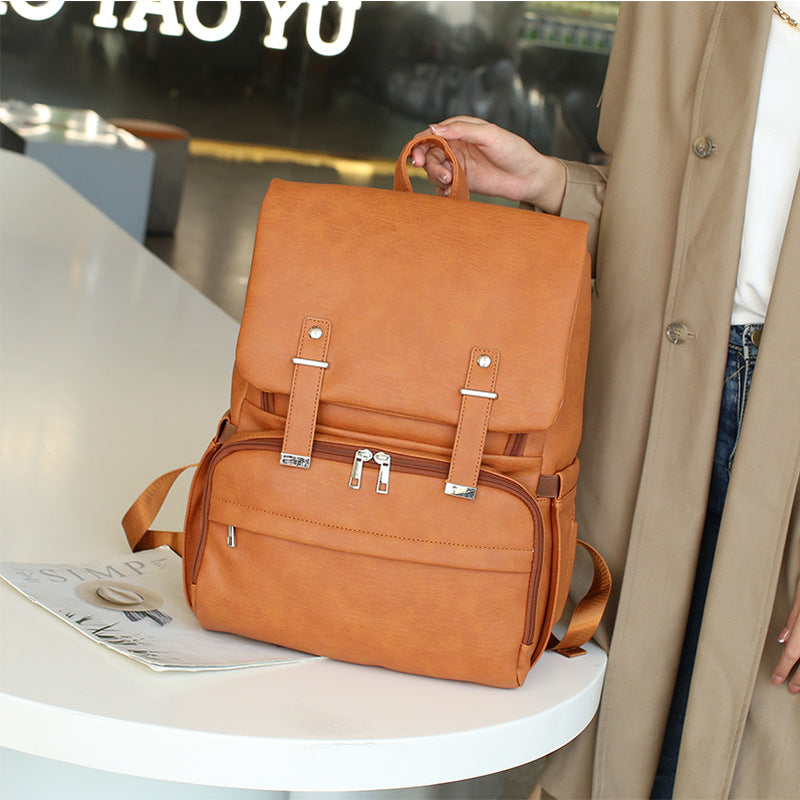 PU Leather Mummy Backpack for Mother and Baby