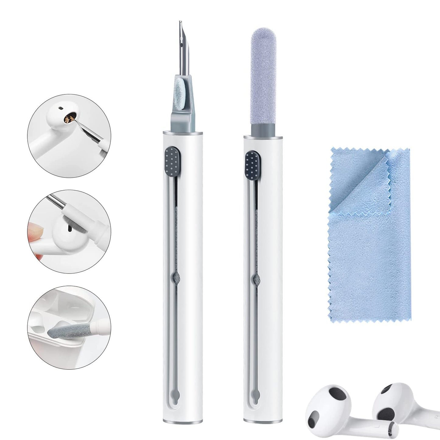 Airpod Cleaner Kit,Earbud Cleaning Kit for Airpods Pro 1 2 3, Multi-Function Cleaning Pen with Soft Brush Flocking Sponge,Suitable for Bluetooth Headset Charging Box Mobile Phone Earbud (1Pcs)
