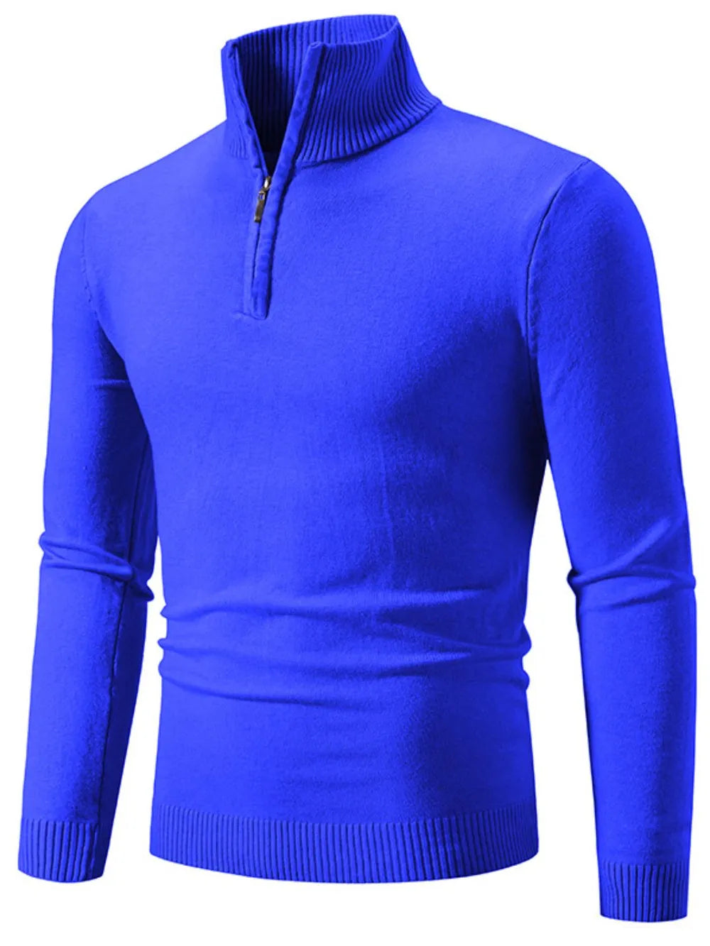 Men's Plus Size Quarter Zip Long Sleeve Sweater
