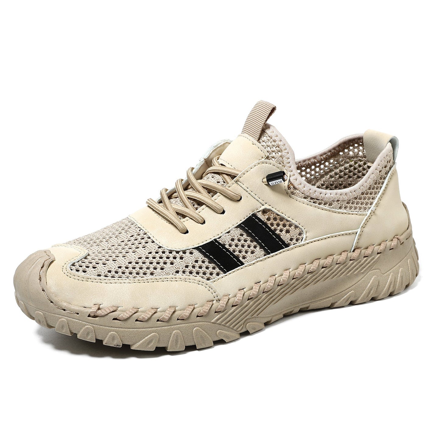 Men's Sewed Cowhide Mesh Flats